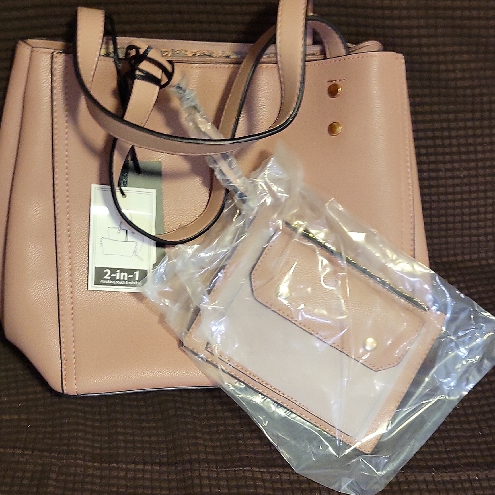 Chic Blush Tote Bag with Coordinating Pouch